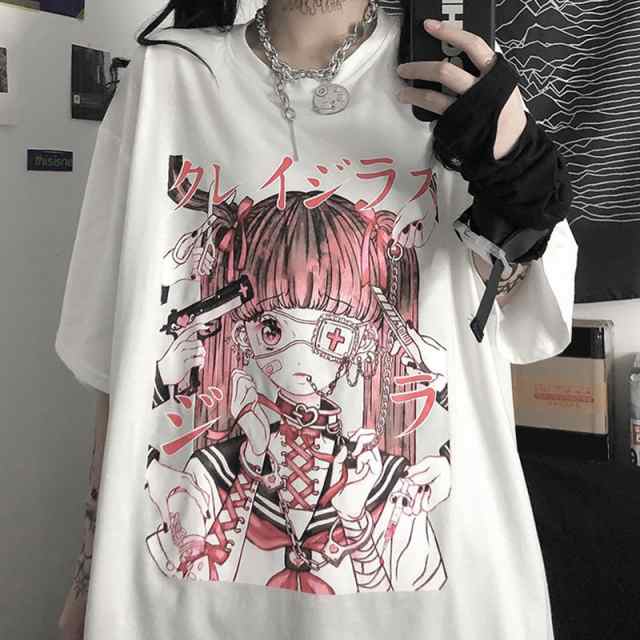 病みかわ*少女フォト半袖Tシャツ オーバーサイズ 量産型系 地雷系